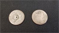 (2)1828 Large Cents (Damaged)