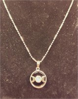 Onyx & Opal Triple Goddess Crescent Moon Amulet
