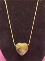 Ocean Jasper Heart Stone & 925 Chain