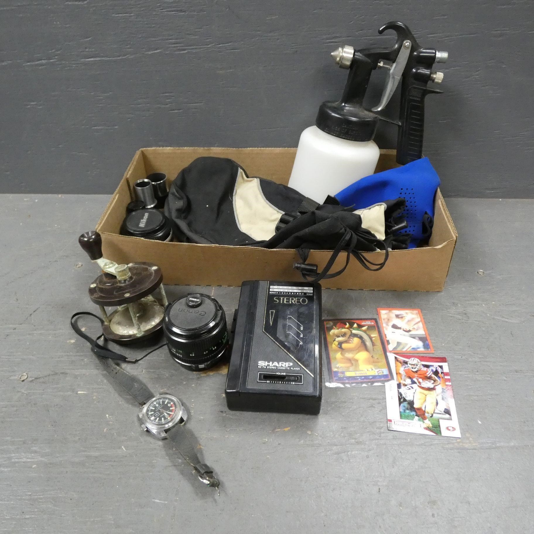 Camera Lenses, Fishing Reel, Spray Gun - Etc