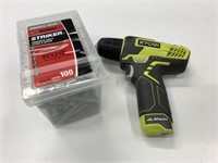 Ryobi Cordless Drill No Charger & Striker Nails