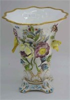 Spode flower & bird encrusted vase