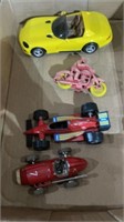 Toy cars and motorcycle
