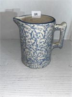 Antique Sponge ware pottery Milk Pitcher cracked