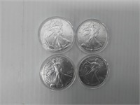 (4) 2024 silver Eagles in plastic