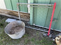 Garden Fence Gate & Galvanized Tub