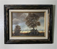 Framed Wall Country Field Oil Painting 17x18