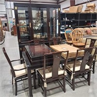 Hickory White Asian China Hutch & Table
