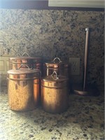 Copper Tone Canisters & Paper Towel Holder