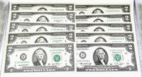 (10) 1976 AU/CU $2 FED RSV NOTES