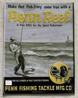 (T) Penn Fishing Reel Embossed Metal Sign,