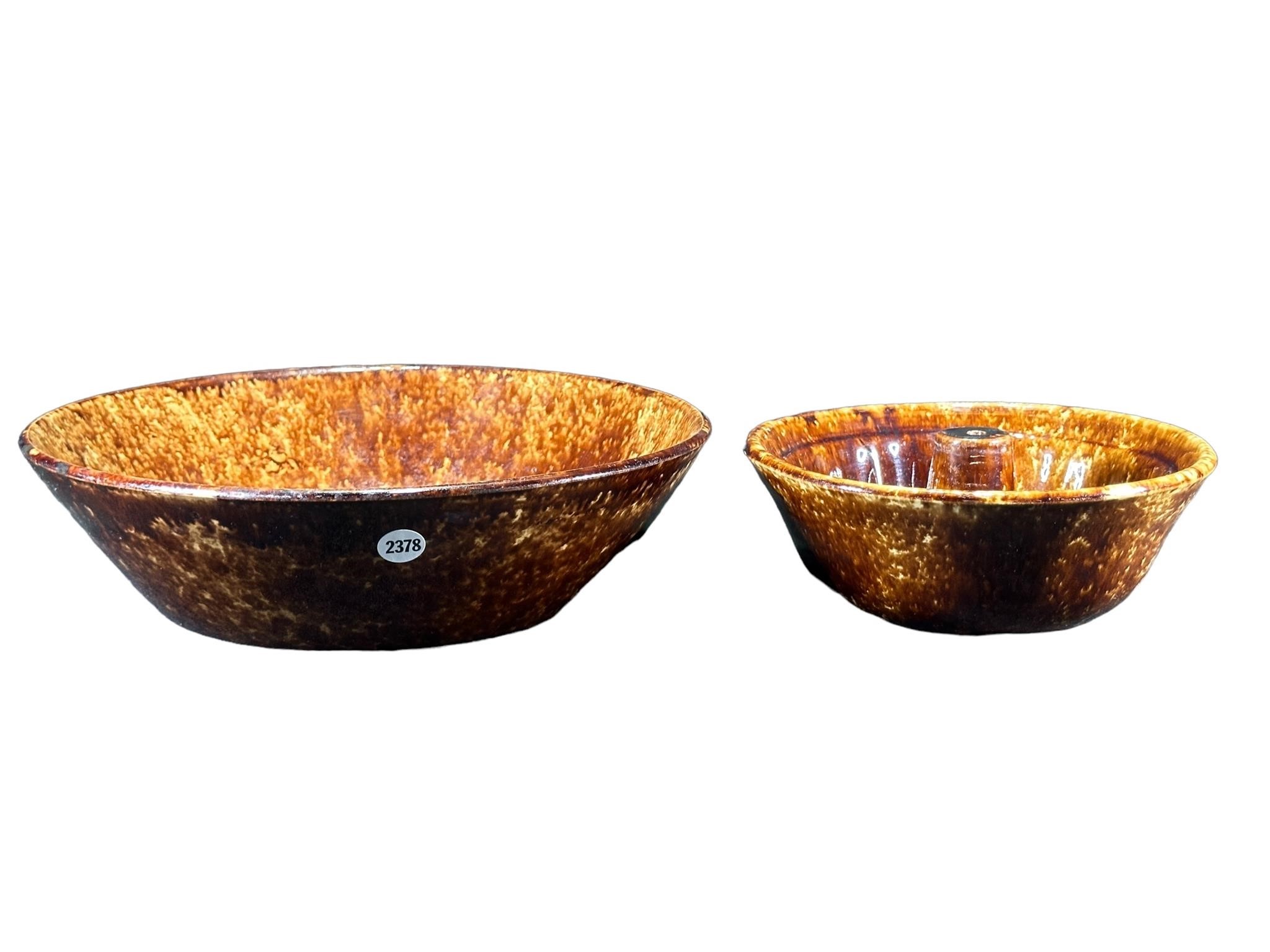 3- Brown Glazed Pottery Dishes
