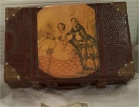 VINTAGE CROCADILE SUIT CASE W/ VICTORIAN PICTURE