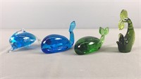 Lot Of 4 Art Glass Fish / Dolphins
