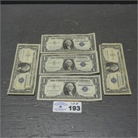 (5) $1 Silver Cerificate Bills