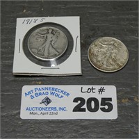 (2) Walking Liberty Silver Half Dollars