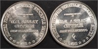 (2) 1 OZ .999 SILVER 1981 US ASSAY OFFICE ROUNDS