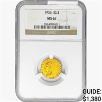 1926 $2.50 Gold Quarter Eagle NGC MS61