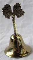 Brass Bell with Carved Leaf Top Handle Interior Ch