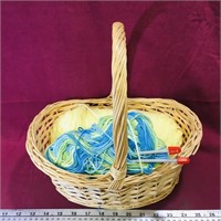 Basket With Assorted Sewing Yarn