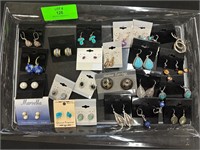 Lot of 23 Pr Earrings- .925 Sterling, Turquoise