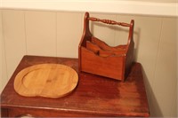 Wooden Utensil and Napkin Holder and small Tray