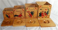 Vintage Nesting Rooster Wood Cannisters (4)