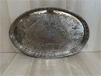 Oval Serving Tray with Reticulated Gallery Rim