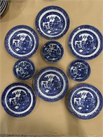 Small Blue Willow Fenton, England Plates with Gold