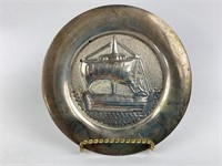 830 silver Greek ship plate 70 grams
