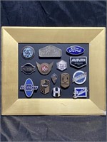 Framed Collection of Vintage Radiator Caps