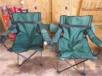 Two Folding Chairs with Empty Metal Coffee Cans