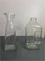 Two Vintage Glass Juice / Milk Bottles