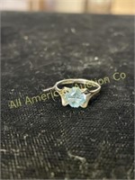 Sterling silver ring with pale blue gemstone