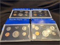 4 US Mint Proof of sets. 1969, 1971,1971 and