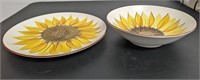 2 Pc. Casual Ceram Sunflower Bowl & Plate Japan
