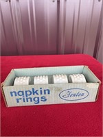 Fenton Hobnail Glass napkin rings in original box