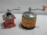 Two Vintage Grinders Tallest Is 5" W/Contents