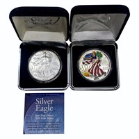 2005&2009 [2] Silver Eagles, INCLD 1 - Colorized