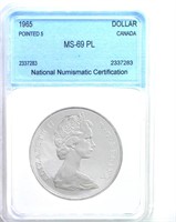 1965 Pointed 5 Dollar NNC MS69 PL Canada