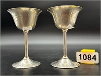 Pair of Vintage Silverplated Hammered Goblets