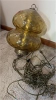 VINTAGE AMBER GLASS HANGING LAMP