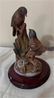 TWO VINTAGE BIRD FIGURINES ON CHERRYWOOD