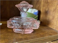 Pink Glass Perfume Bottle with Rose Glass Stopper