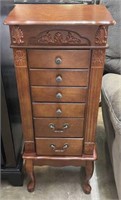 3.5 FT Carved Wooden Jewelry Armoire