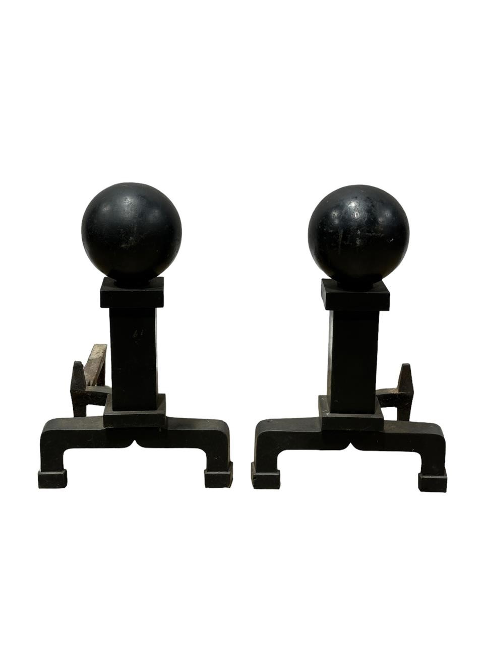Pair of Large Cast Iron Andirons