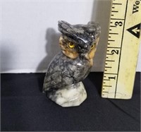 Marble Owl Hand Carved 3in