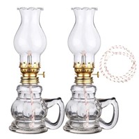 WF9771  Peaoy Glass Oil Lamps 2PCS, Vintage Lanter