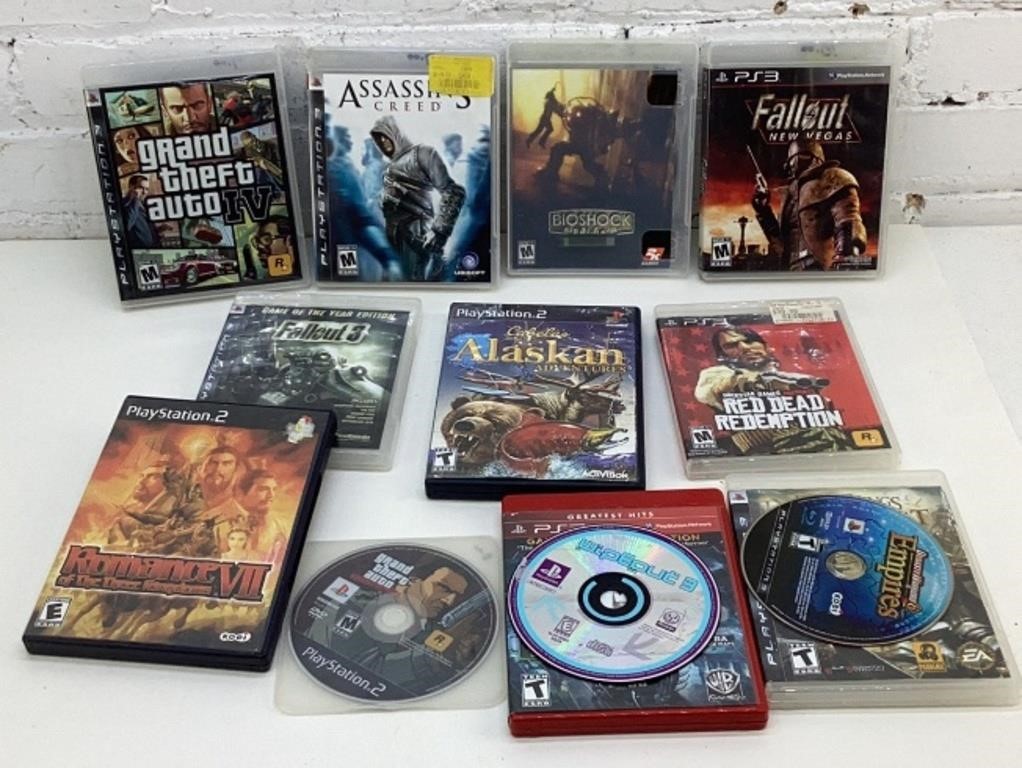 Assorted PlayStation 2 and three video games