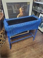 Vtg. Wicker Planter Stand w/Metal Insert